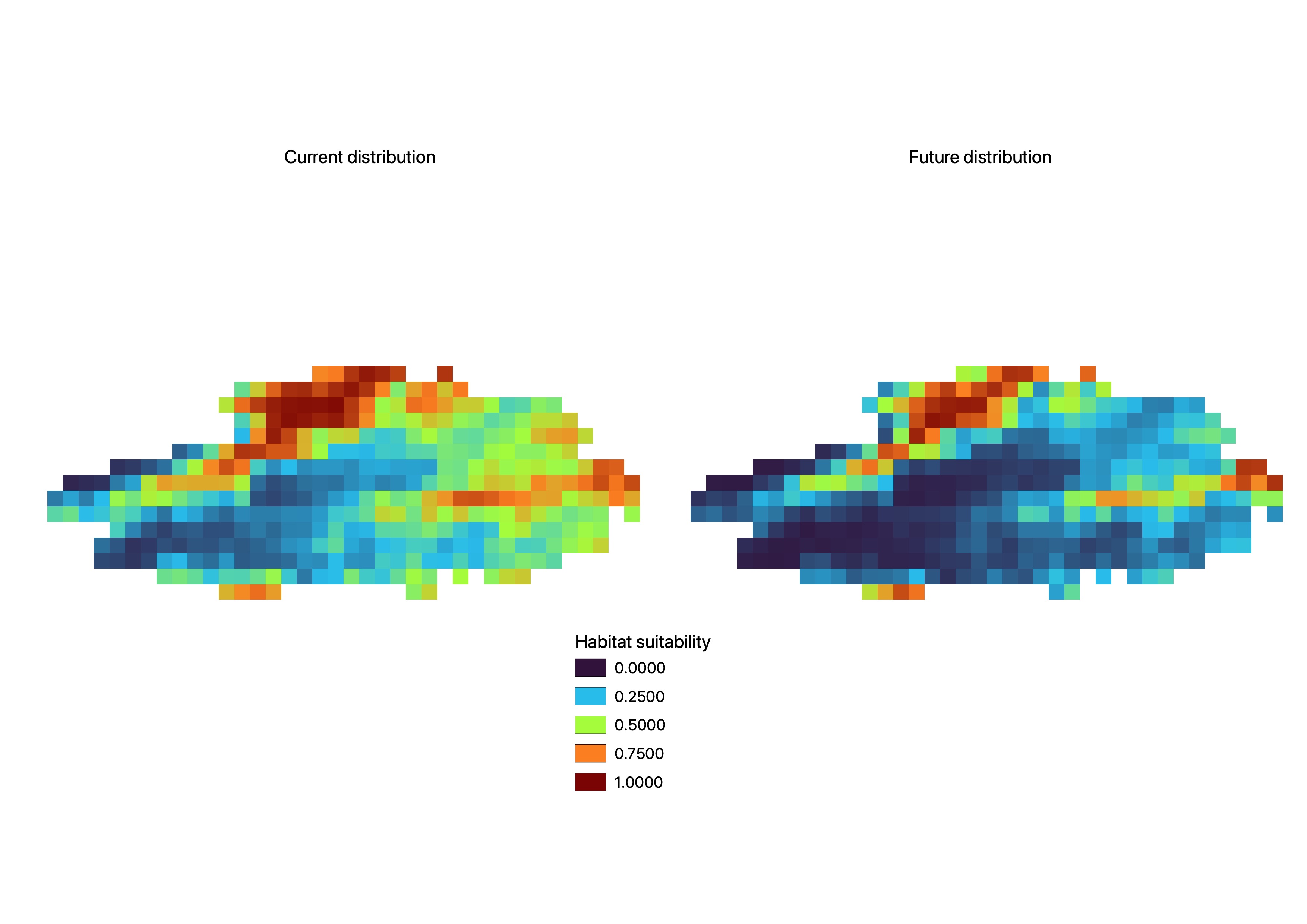 Combined predicted distribution for a low emissions scenario, 2061-2080