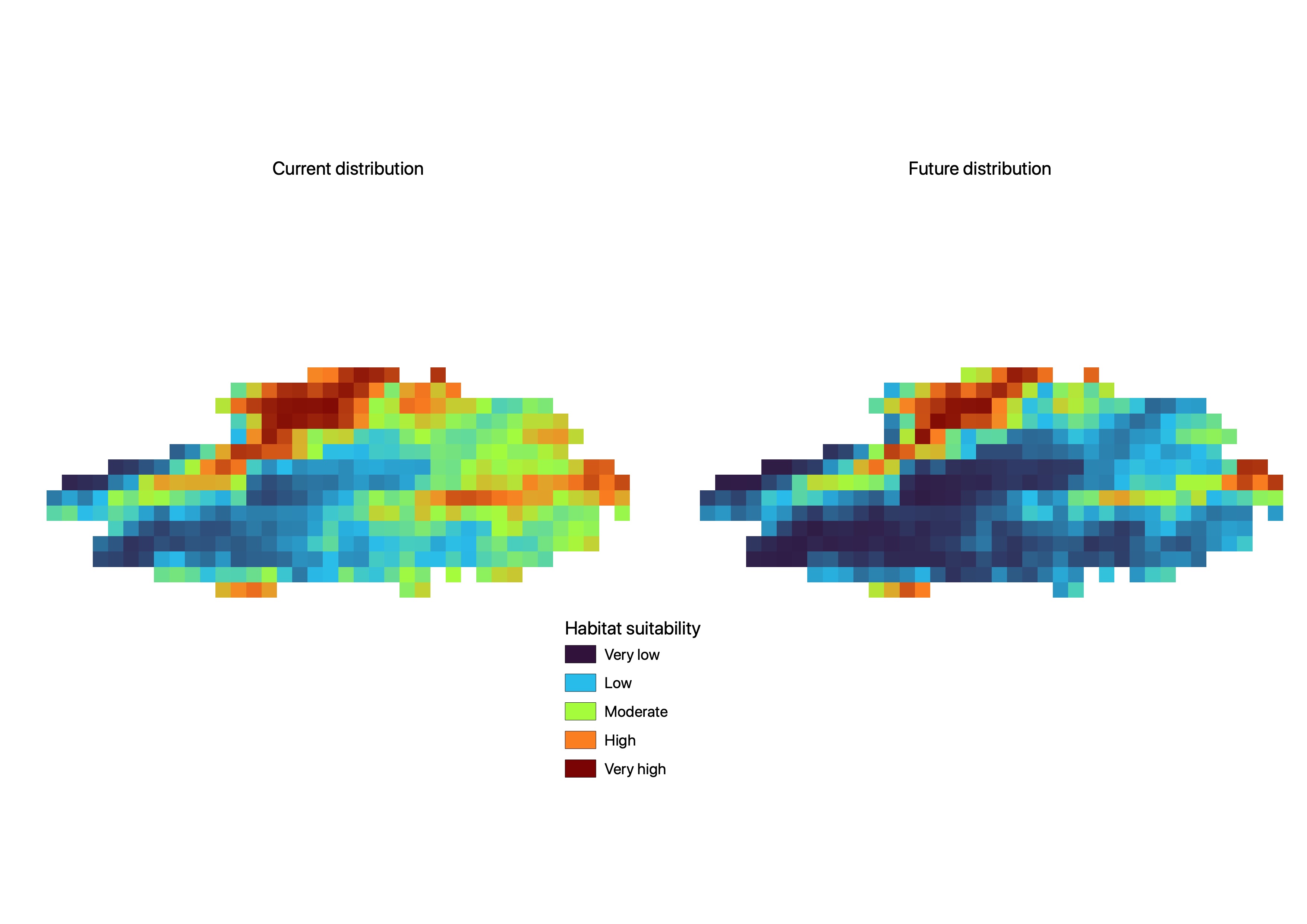 Combined predicted distribution for a medium emissions scenario, 2021-2040